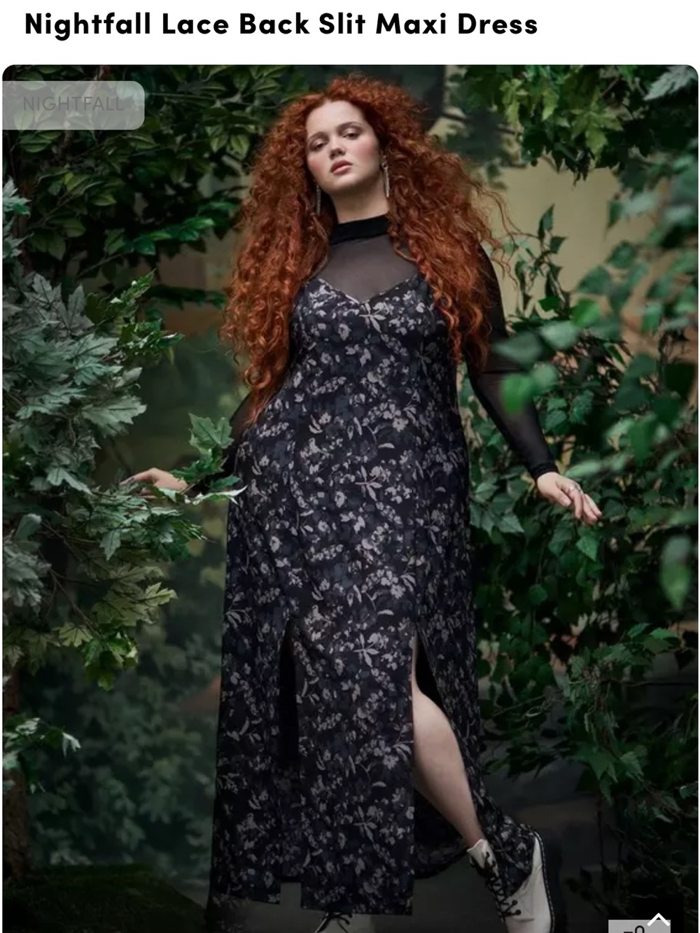 Torrid NWT Nightfall Lace Back Slit Maxi Dress